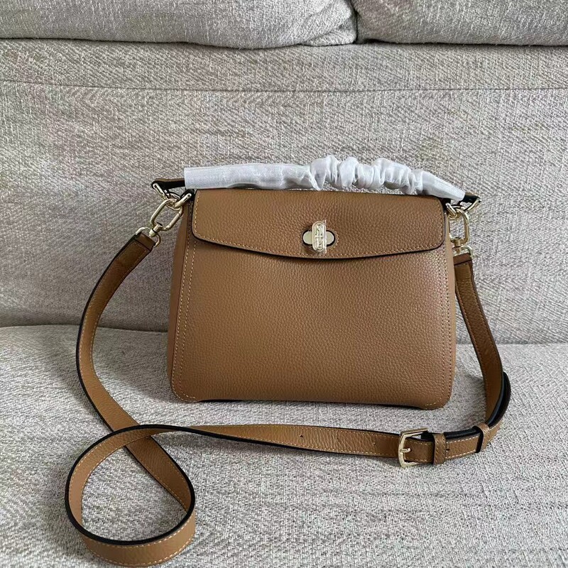 24 New F Danae Tofu Bag Litchi Pattern Head Layer Cowhide Flip Single Shoulder Crossbody Portable Commuter Women's Bag