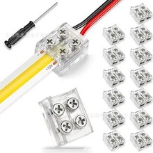 2P灯带连接器LED灯槽接线端子8MM单色灯条水晶卡扣打螺丝免焊