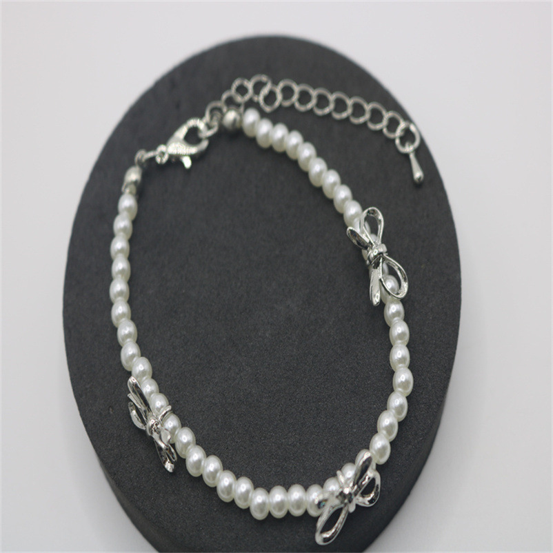 韩国风黑色切面水晶串珠ins简约气质蝴蝶结设计珍珠项链女锁骨链