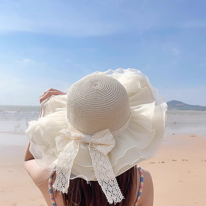 라지 메쉬 보우 베이지