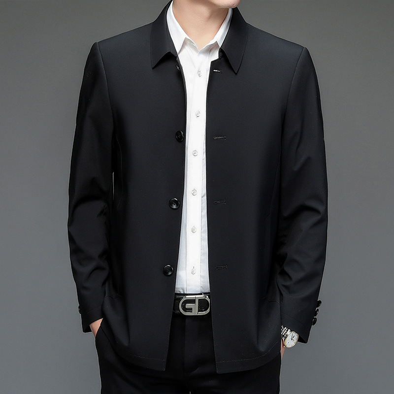 Primavera y otoño chaqueta de hombre con sola solapa de otoño hebilla media y larga chaqueta de hombre casual guapo chaqueta de hombre británico
