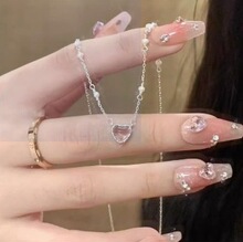 粉色爱心珍珠项链女高级感轻奢小众设计水晶少女心气质甜美锁骨链