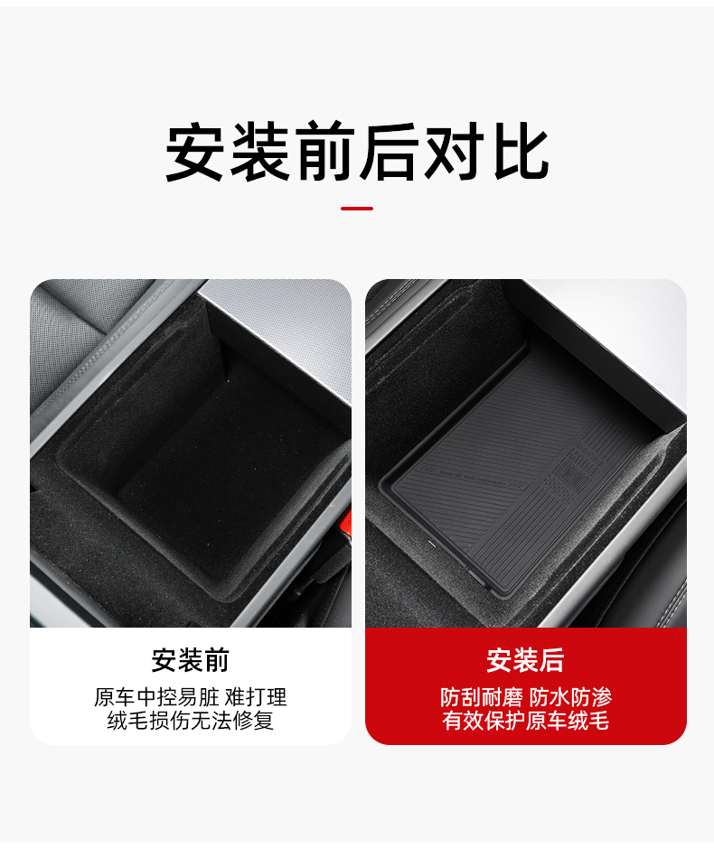 Suitable for the New Version of Tesla Model 3Yl Central Control Armrest Box Lower Storage Box Silicone Anti-Slip Mat Accessories