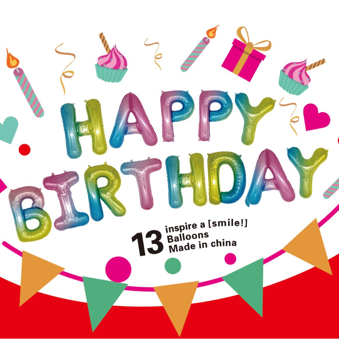 16-pulgadas carta de cumpleaños feliz Feliz cumpleaños película de aluminio imitación belleza versión delgada globo traje decoraciones del partido