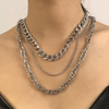 Fashionable silver chain, necklace, accessory hip-hop style, gold and silver, European style, punk style