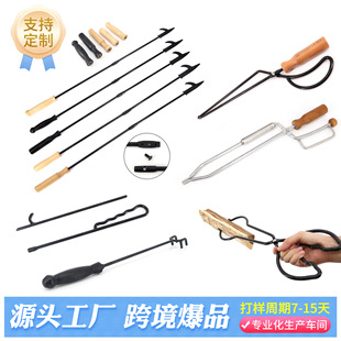 定制户外焚火钳 鸭嘴火钳 碳夹子 实木手柄双钩锅盖起子 拨火棍-阿里巴巴
