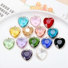 跨境透明时尚爱桃心水晶吊坠DIY服饰品配件百搭耳饰耳环项链材料