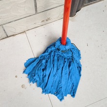 木杆普通老式毛巾布拖地吸水干湿两用家用保洁物业圆头墩布拖把