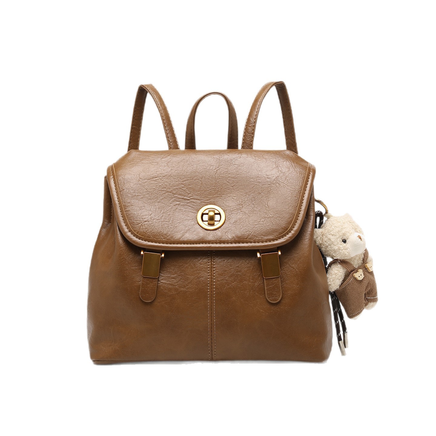 Balo mini nữ phong cách preppy Hàn Quốc, kiểu dáng độc đáo cao cấp, đa năng, có thể đeo chéo hoặc xách tay (27×11×24 cm) — màu nâu