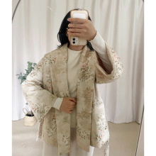 鹿皮绒印绣花宽松大翻领棉衣女新中式棉服冬季保暖棉袄外套2586