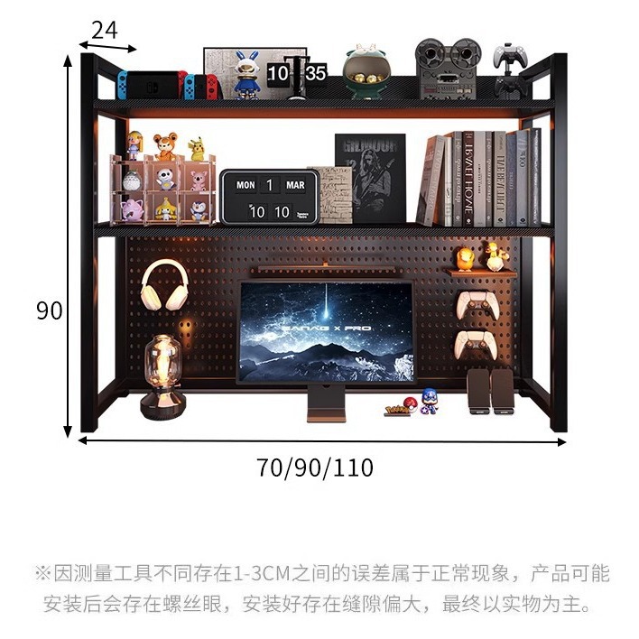 Estante de escritorio de oficina multicapa estante pequeño estante de libros simple estante de hierro forjado pequeño estante de almacenamiento en el escritorio