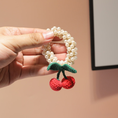 Autumn and winter new sweet cherry hair accessories pearl hair ties that do not hurt your hair hair accessories balls scalp tendons children's hair accessories hair ties