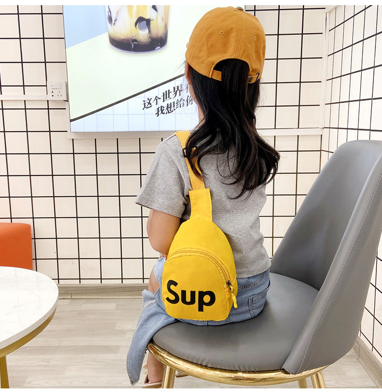 Korean children's chest bag 2021 Summer New Style cute and trendy boys' and girls' waist bag with simple letters, children's single-shoulder bag undefined