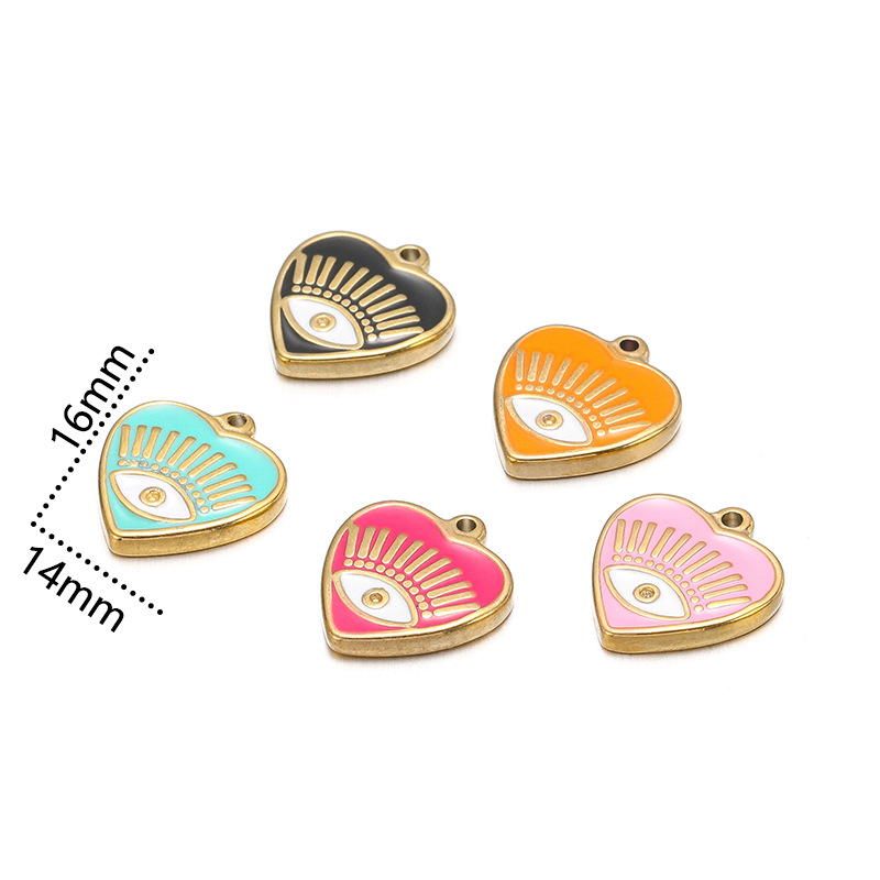 28g Weight Pendant Jewelry Making Type 14*16MM Jewelry Making Size DIY Jewelry Accessories Classification 14*16MM Hole Size 5 PCS/Package Quantity 304 Stainless Steel Material Devil's Eye, Heart Shape Pattern Enamel Design Casual, Simple Style Style 5 PCS/Package 14*16MM 14*16MM 304 Stainless Steel Devil's Eye Heart Shape Pendant 无