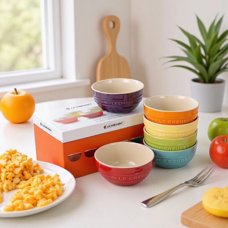 Underglaze Colored Ceramic Rice Bowl Set, Solid Color, Round Shape, Microwave Safe, Modern Minimalist Gift