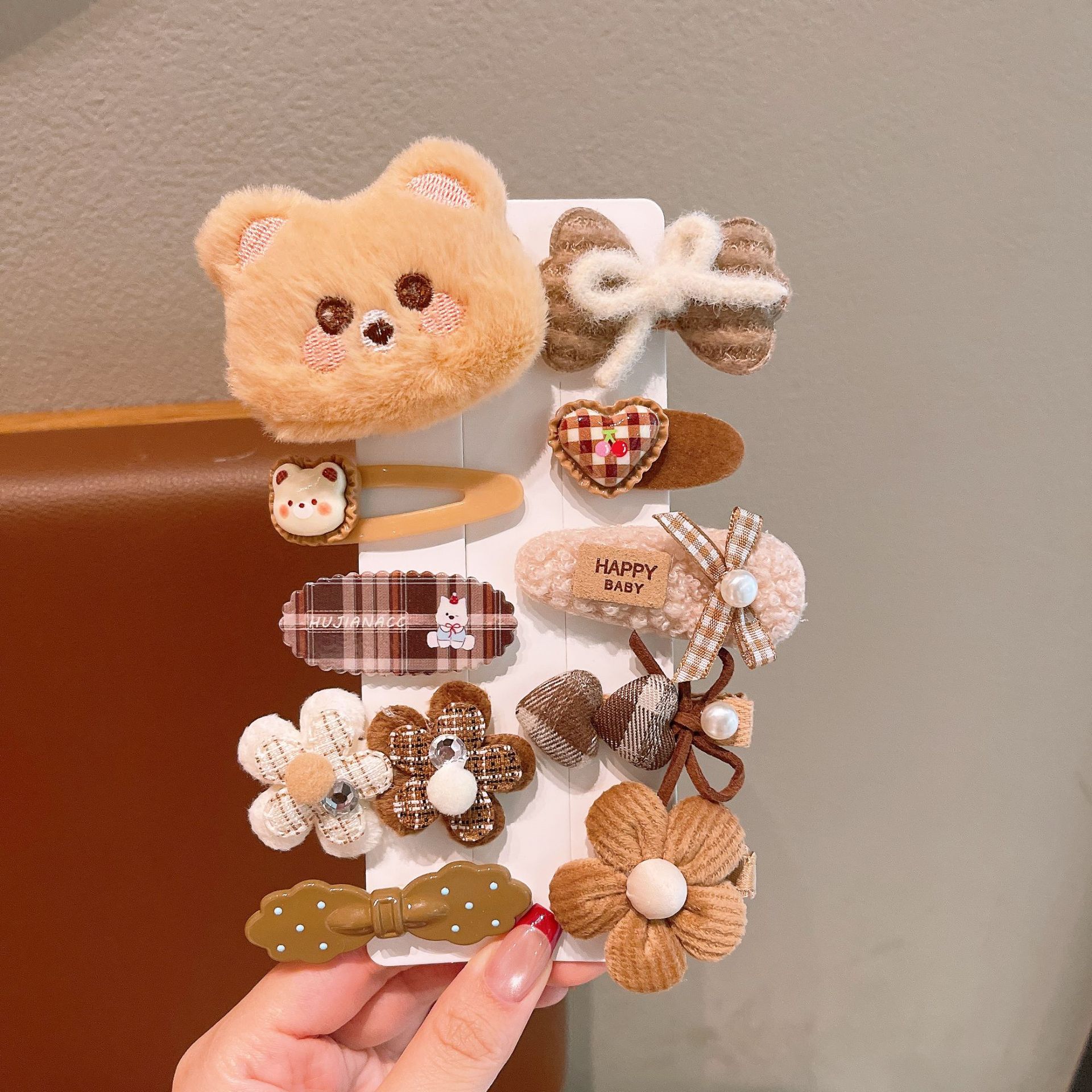 Nuevo otoño y invierno curry Hello Kitty clip para el cabello de gatito niños adorables clip BB para niñas peñas clip para el cabello rotos