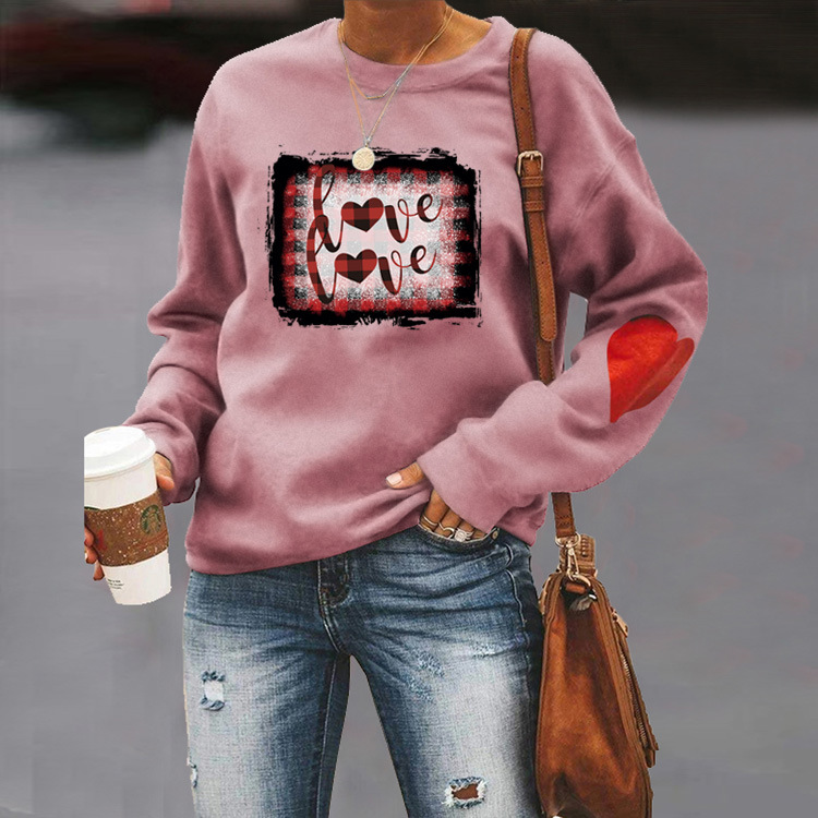 Women's Hoodies Long Sleeve Rib-knit Casual Letter Heart Shape display picture 11