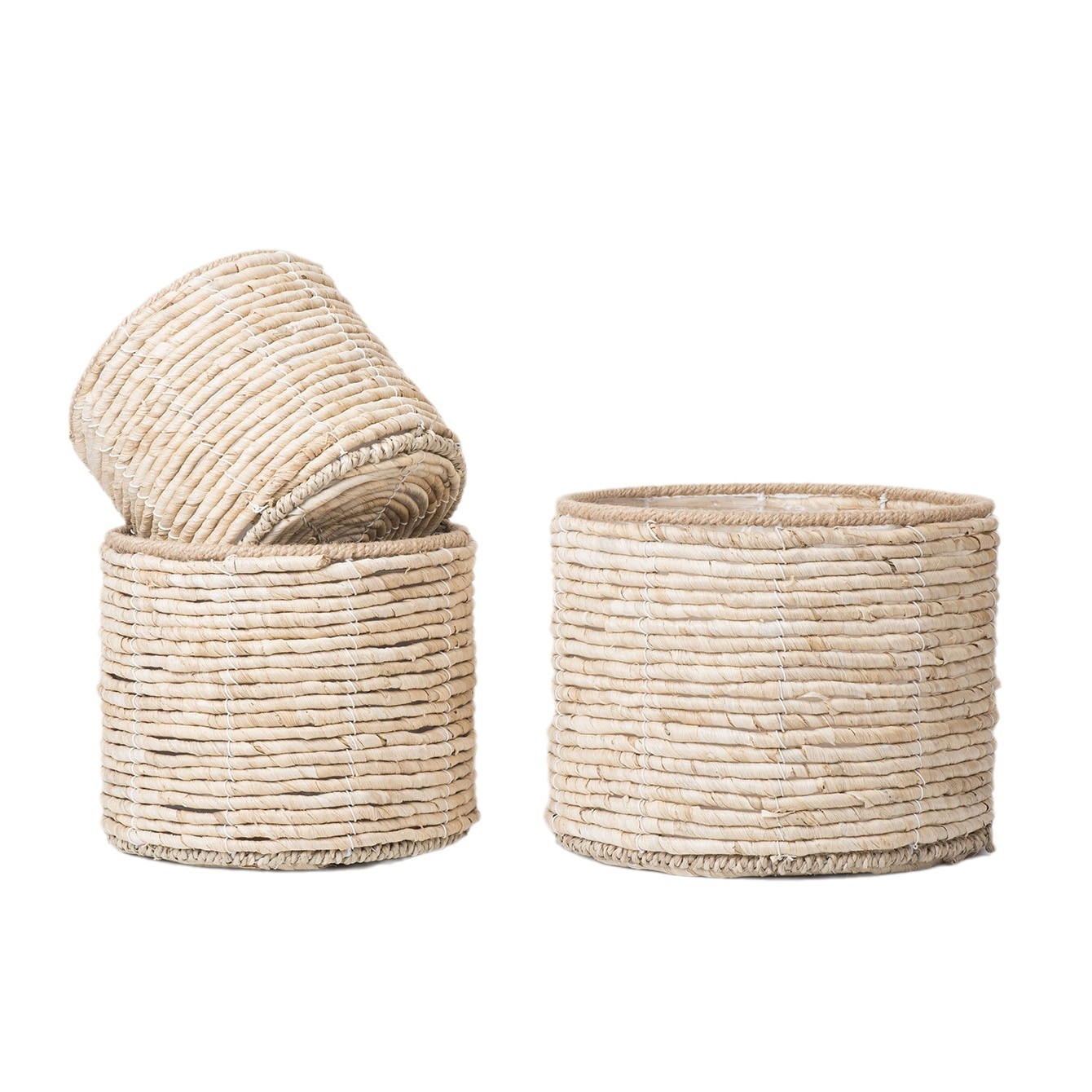 Nórdico simple tejido maceta de flores redonda cestas de flores verdes cestas de hierba de plantas grandes macetas decorativas para el hogar