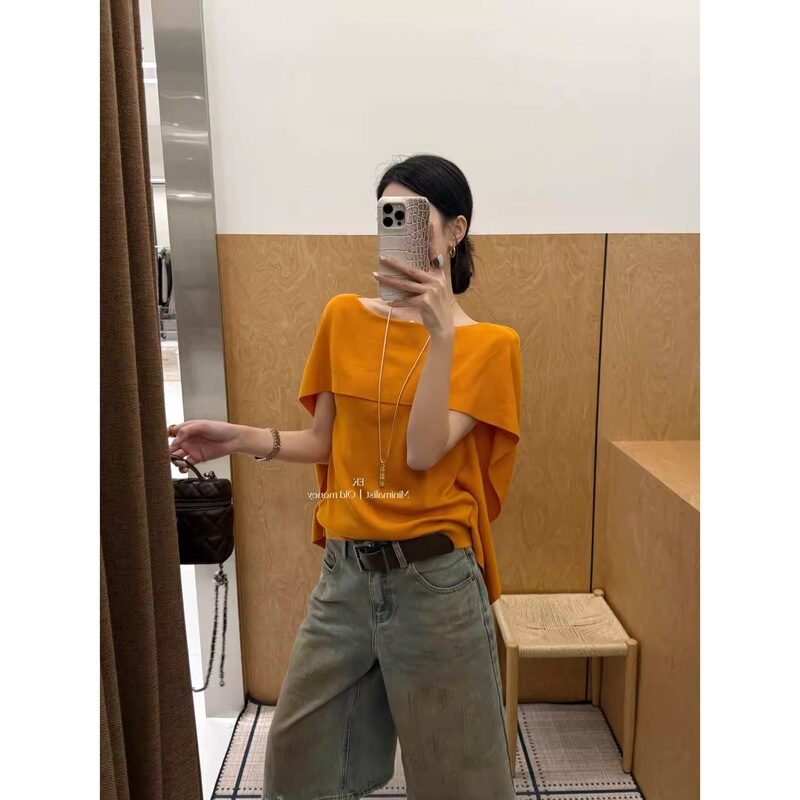 Korean-Style Old Money Design, Fashionable Cape-Style Fake Two-Piece Knit Sweater, Casual and Stylish Versatile Top