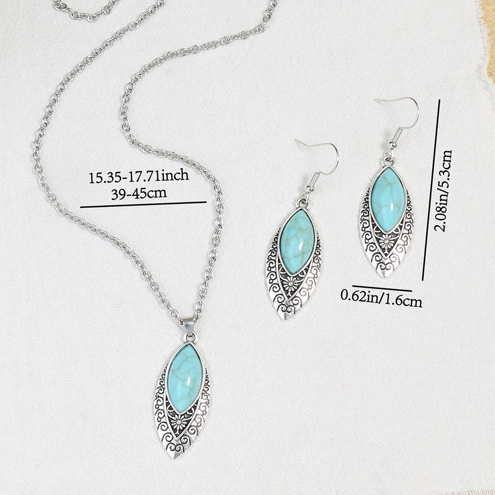 15g Weight Ethnic Style Color Block Alloy Inlay Turquoise Women's Jewelry Set