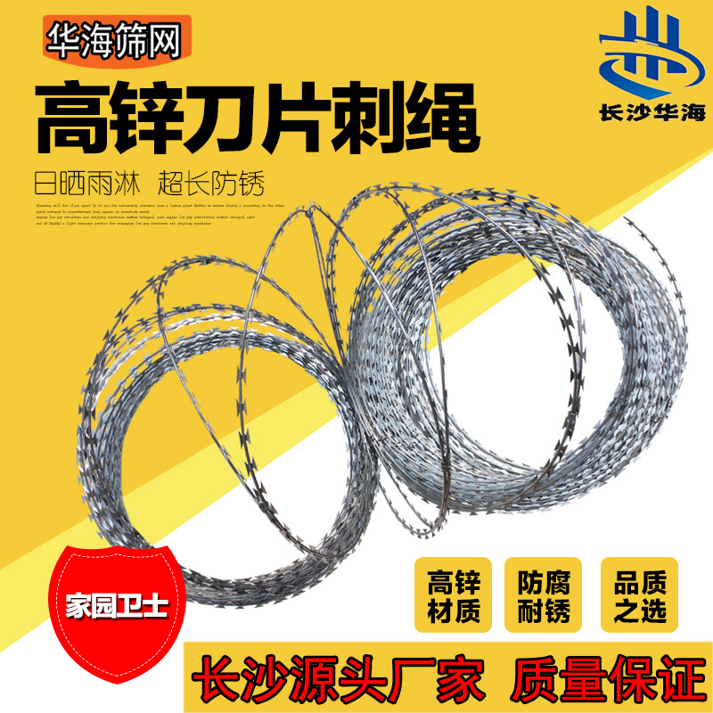 刀片刺绳防攀爬刀刺网学校围墙围网刺丝滚笼热镀锌刀片刺网批发