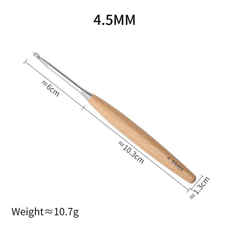 Nuevo suéter de ganchillo con mango de madera transfronterizo, gancho tejido, herramienta de tejido de bricolaje hecha a mano, ganchillo de lana sólida de un solo cabezal