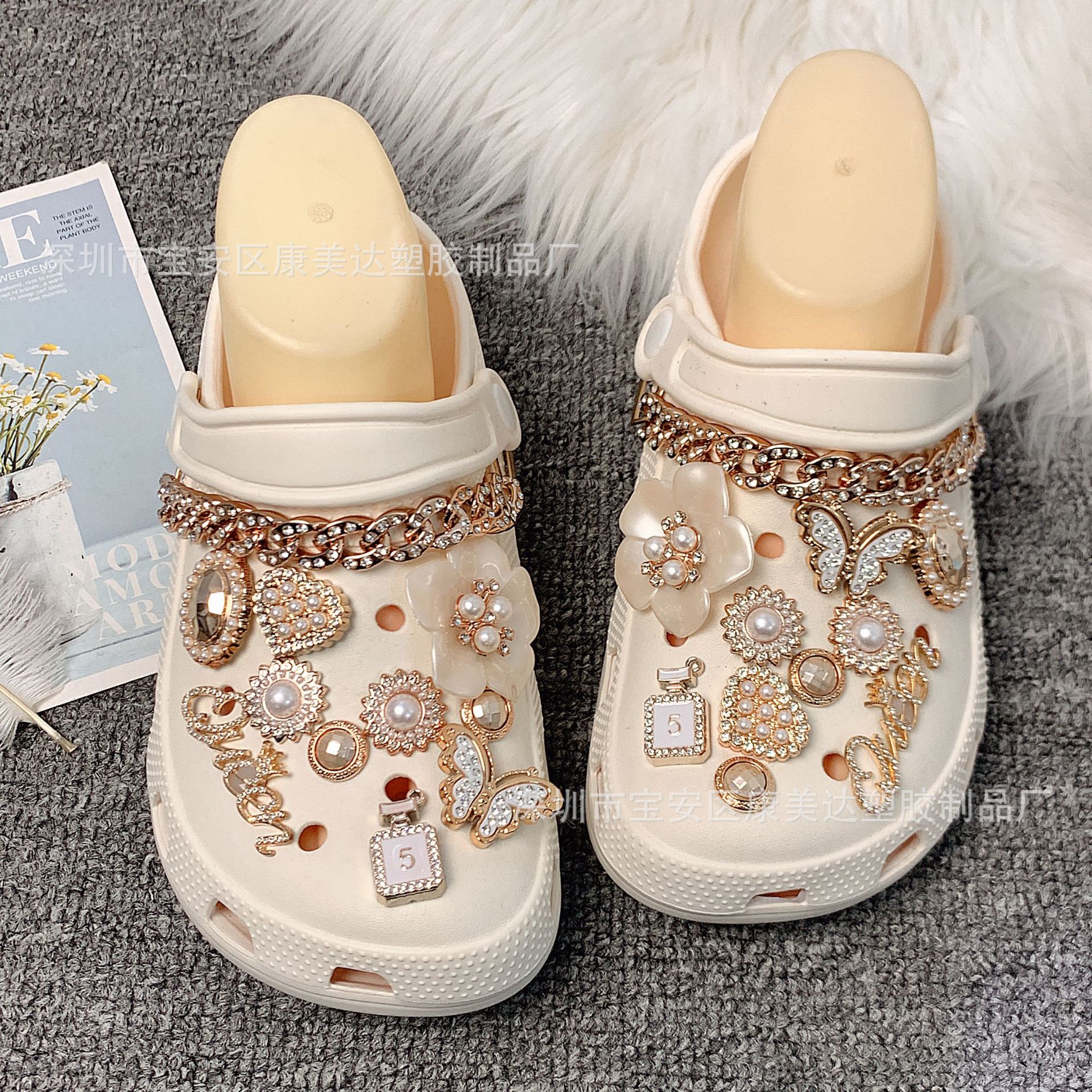 K113-Crown 알파벳 브랜드 샤넬 바람 라인스톤 체인 (신발 제외)