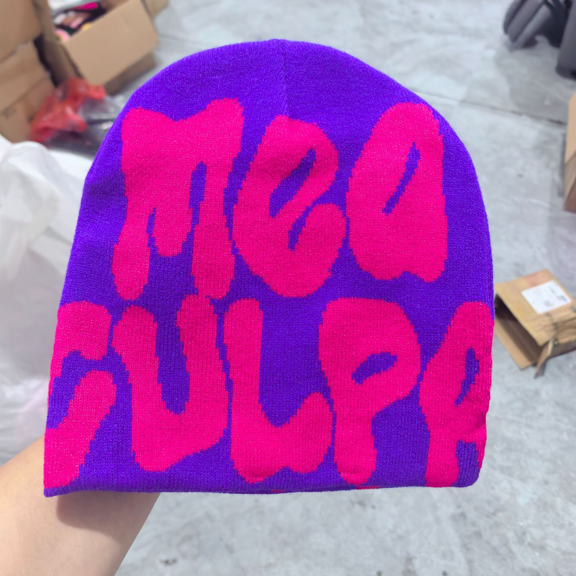 Sombrero de punto explosivo transfronterizo, letra de hip-hop mea gorra de guisantes para hombres y mujeres, sombrero de lana jacquard cálido de invierno en la calle image 40
