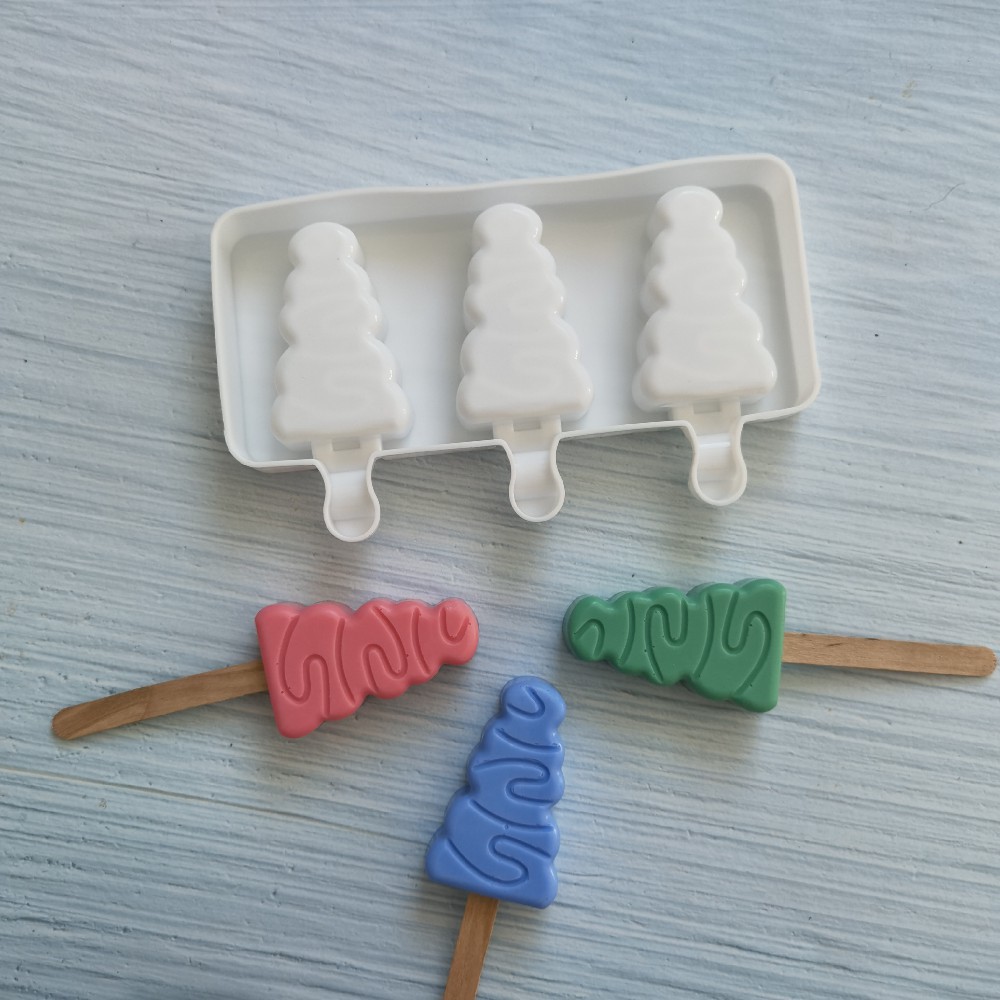 3连圣诞树雪糕285巧克力饼干模蛋糕模具雪糕糖果硅胶模具