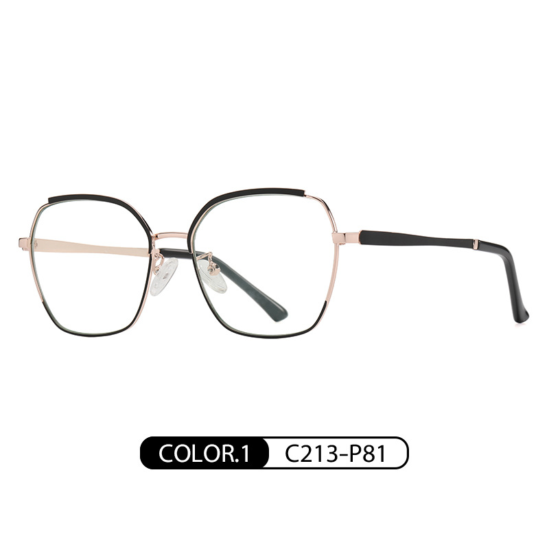 Nuevas gafas europeas y americanas marco de las mujeres de moda de dos colores de metal gafas lisas JS8636 miopía anti-azul gafas de luz