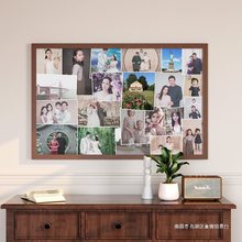 家用木头老照片相框空框大80年代可以放多张照片的怀旧挂墙展示架
