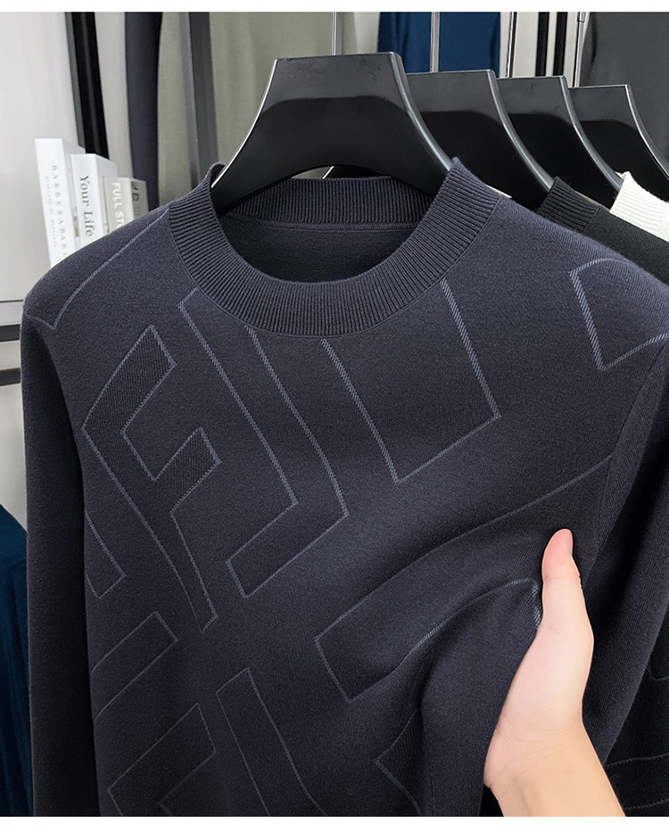 Tipo delgado de lujo ligero de marca letras de cuello redondo hookah de punto de manga larga suéter de punto de invierno ocio chaqueta suéter