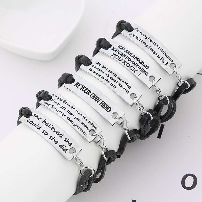 11g Weight Bracelets Classification Pu Leather Chain Material 1 Piece Quantity Daily Occasion Pu Leather, Alloy Material Letter Pattern All Seasons Season Men's Gender Plating Design Simple Style Style Simple Style Letter Pu Leather Alloy Plating Men's Bracelets Men Cord & Leather Bracelets 无
