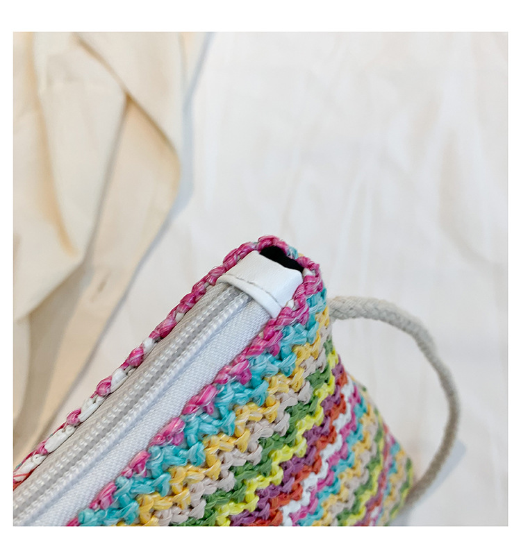 Women's Straw Stripe Basic Vintage Style Square Zipper Straw Bag display picture 11