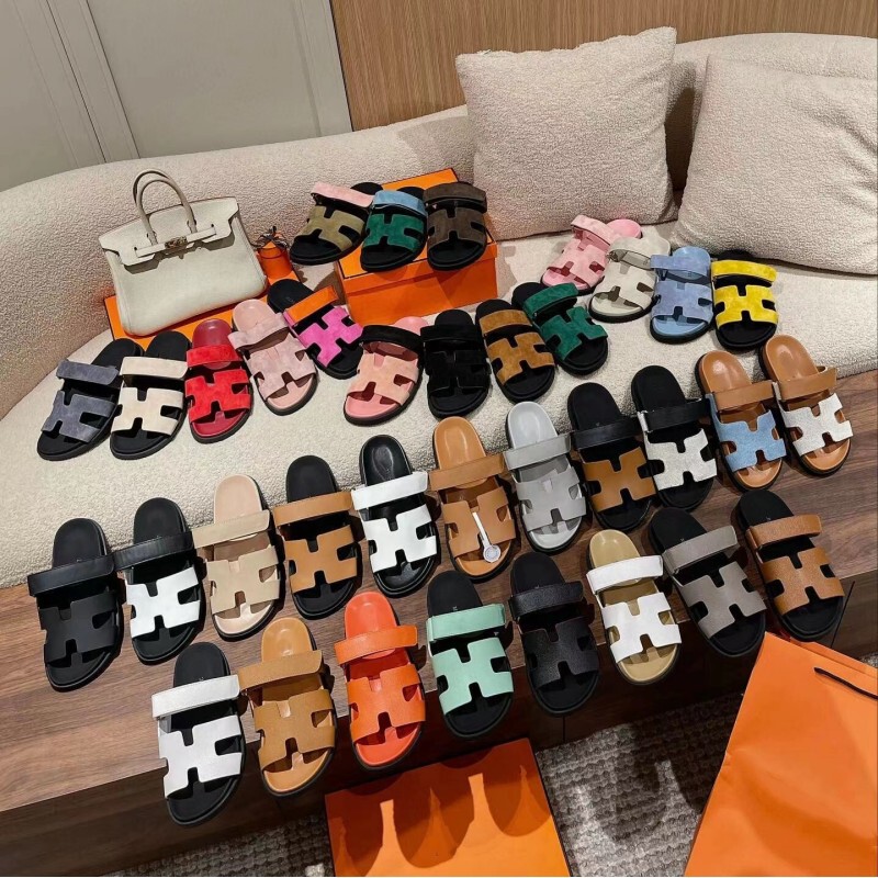 High-End Version of Erjiu Slippers for Women, 2026 New Model, Cross-Border Genuine Leather Retro Flat-Soled Velcro Beach Slide Sandals