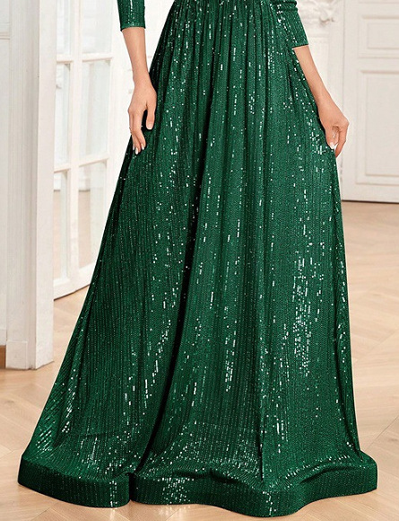 Temperamento de comercio exterior europeo y americano vestido de mangas de siete partes, vestido de damas de honor, vestido de banquete delgado y delgado.