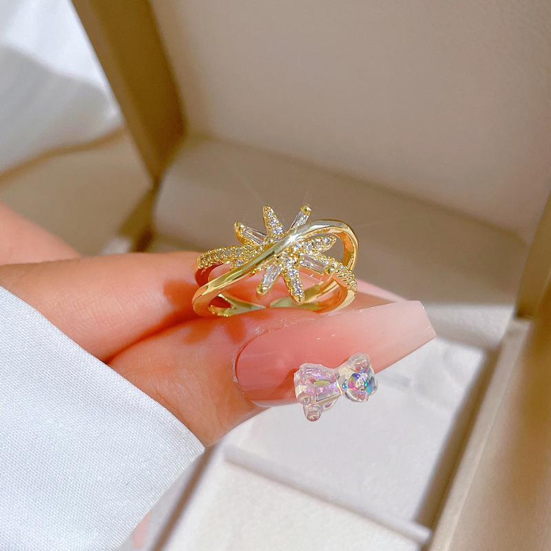 Fashion Star Brass Plating Inlay Zircon Open Ring 1 Piece