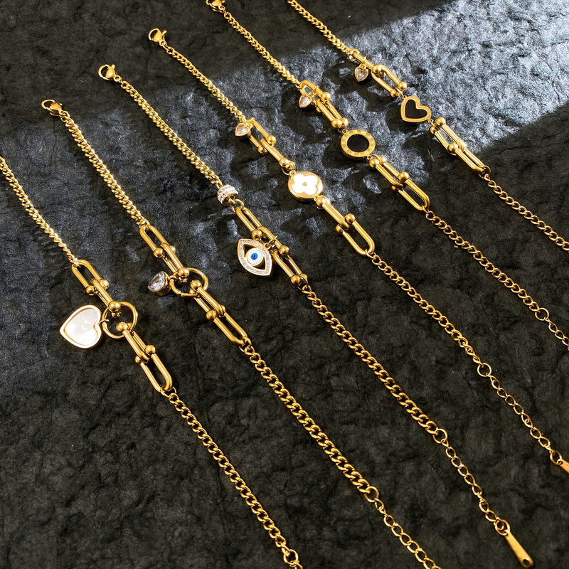 European and American ins net red niche simple design 18K gold stainless steel love horseshoe buckle bracelet jewelry wholesale