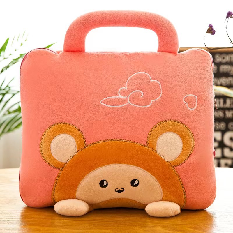 Cojín Manta 2 en 1 de Peluche Multifuncional con Dibujos Animados para Siesta