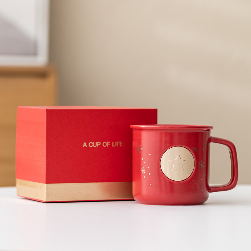 Navidad regalo de bronce de metal taza de cerámica regalos de negocios al por mayor grabado impresión LOGO