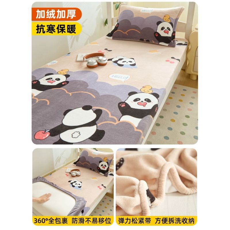 Otoño y invierno leche de terciopelo espeso cama de cama de una sola pieza dormitorio de estudiantes especial para una sola persona con terciopelo de coral colchón cubierta de cama