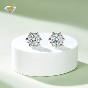 Moissanite earrings 1 karat/2 karat cross-border foreign trade e-commerce new snowflake earrings Seiko S925 silver ornaments