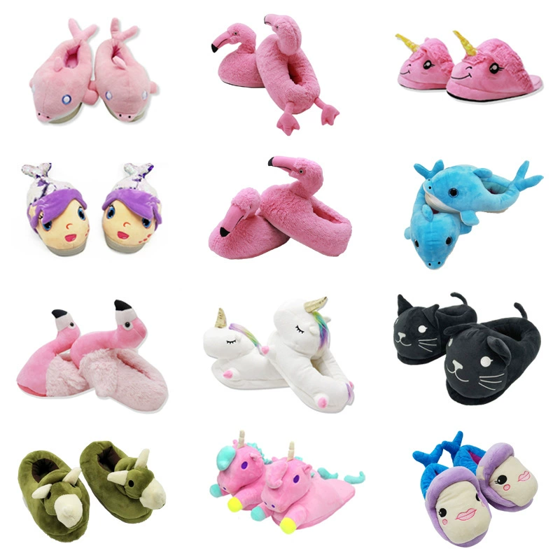 Трансграничные тапочки с 3D рисунком фламинго, милые утолщенные домашние хлопковые тапочки, теплые тапочки для мужчин и женщин