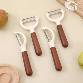 新款木柄刮皮器削皮刀家用厨房横竖多功能削苹果土豆水果削皮器去