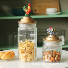 歐式卡通玻璃密封儲物罐大號復古廚房雜糧糖果膠囊咖啡茶葉收納罐