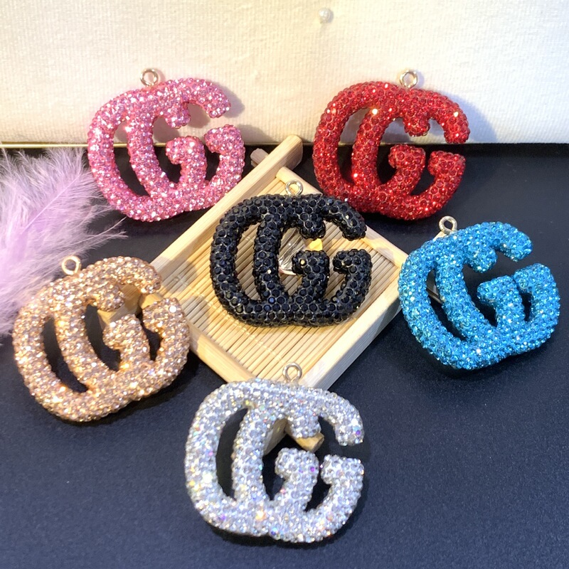 In-Stock Foreign Trade Amazon 3D Hollow-Out Gucci Diamond Keychain Accessories Pendant Small Hanging Ornament Gift Wholesale