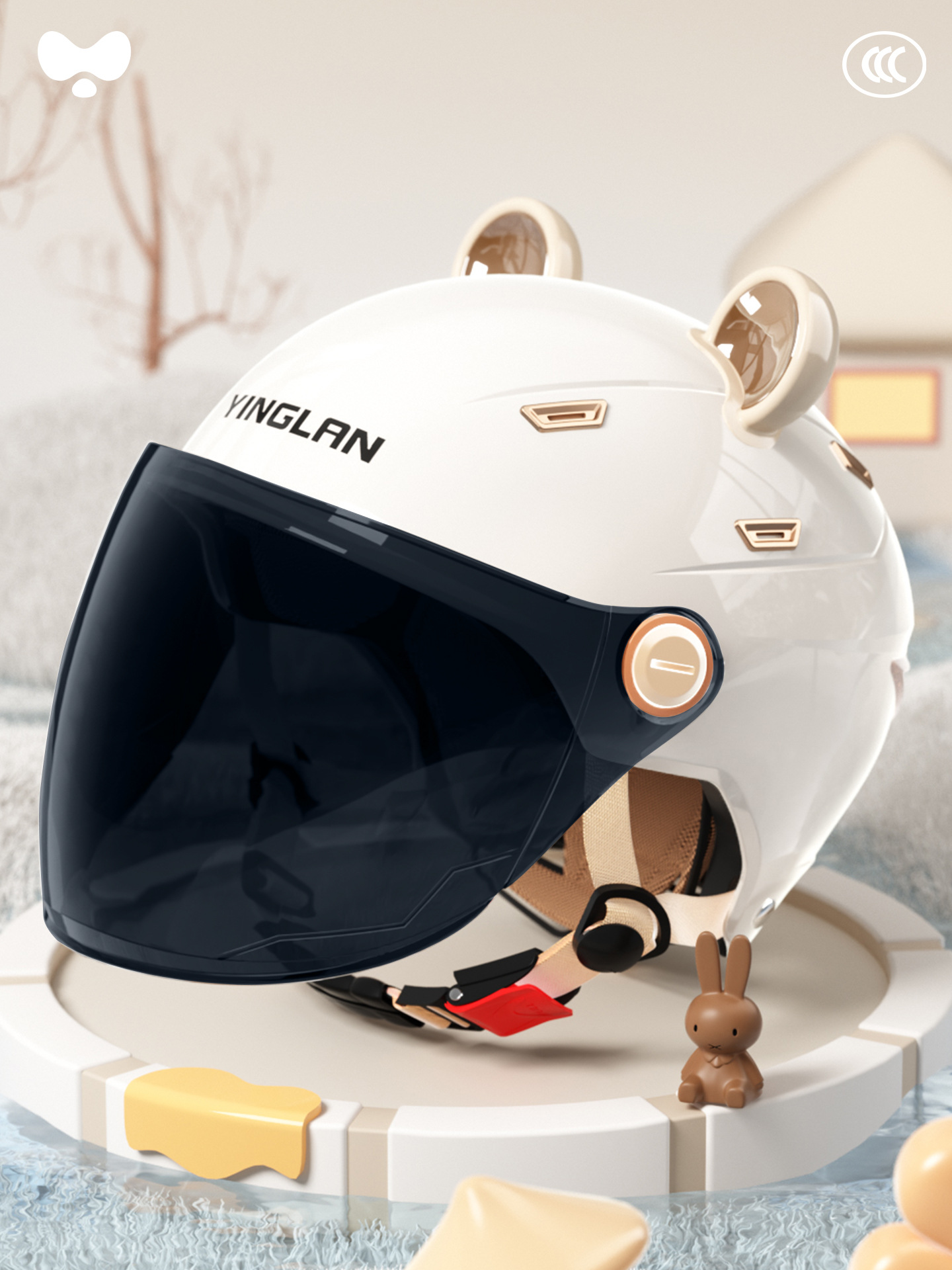 Motosiklet kaskı (dəbilqə): Universal Winter Safety Helmet - 3c-single-visor-white-sunscreen-long-visor-class-a-new-national-standard-one-size
