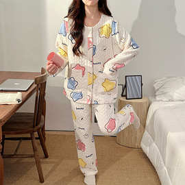 春秋冬新款空气棉夹层月子服孕产妇产后哺乳睡衣