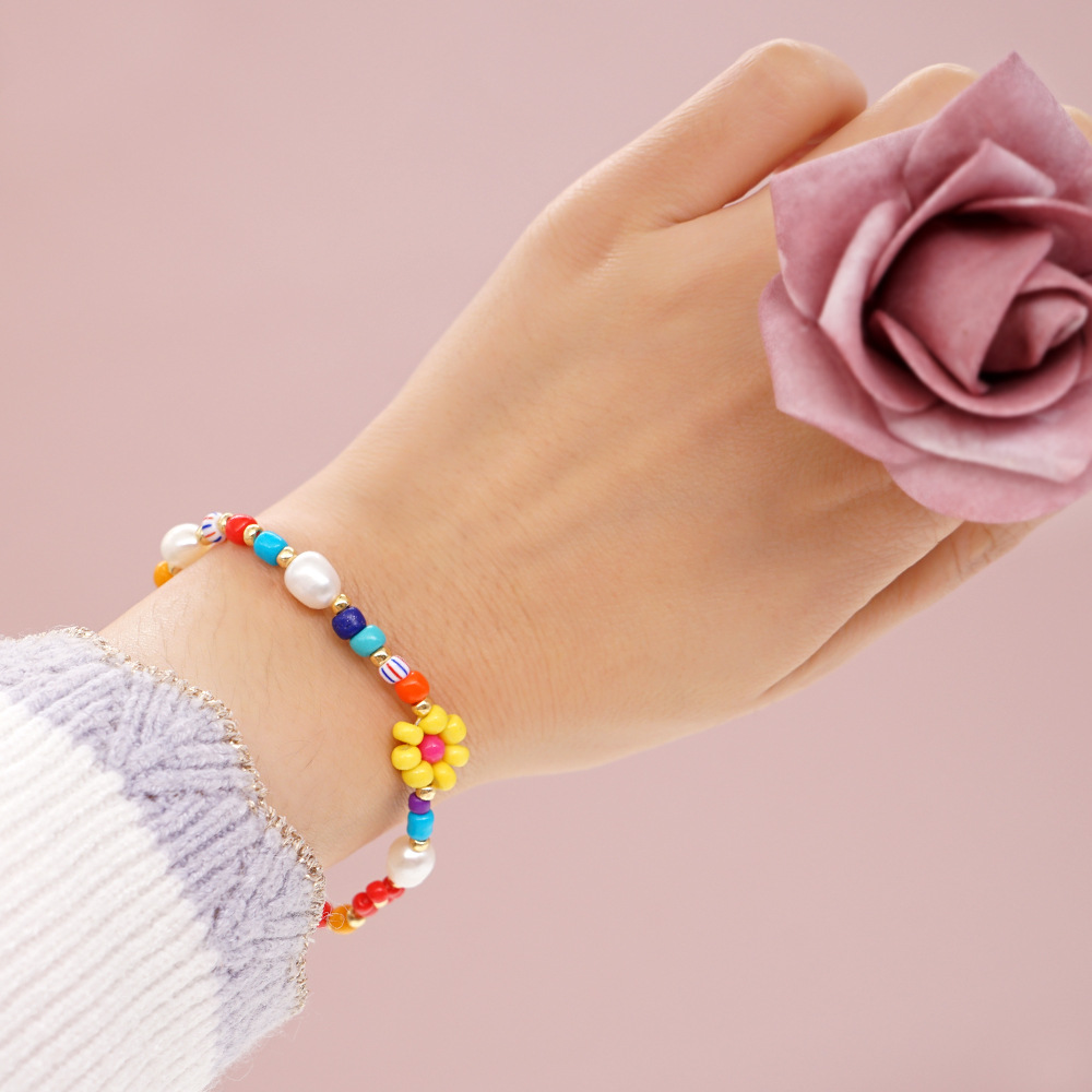 Bracelet Miyuki Fleurs En Perles Naturelles Baroque Arc-en-ciel Bohême display picture 1