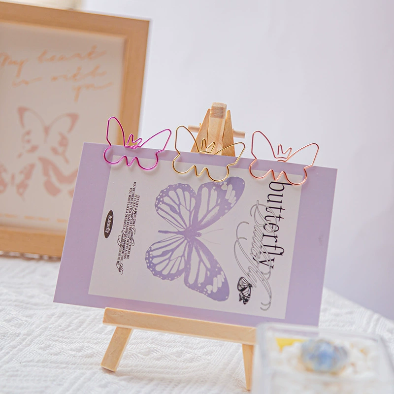 В наличии завод цвет бабочки в форме скрепки Цвет Скрепка канцелярские принадлежности металлическая Гальваническая Закладка оптом